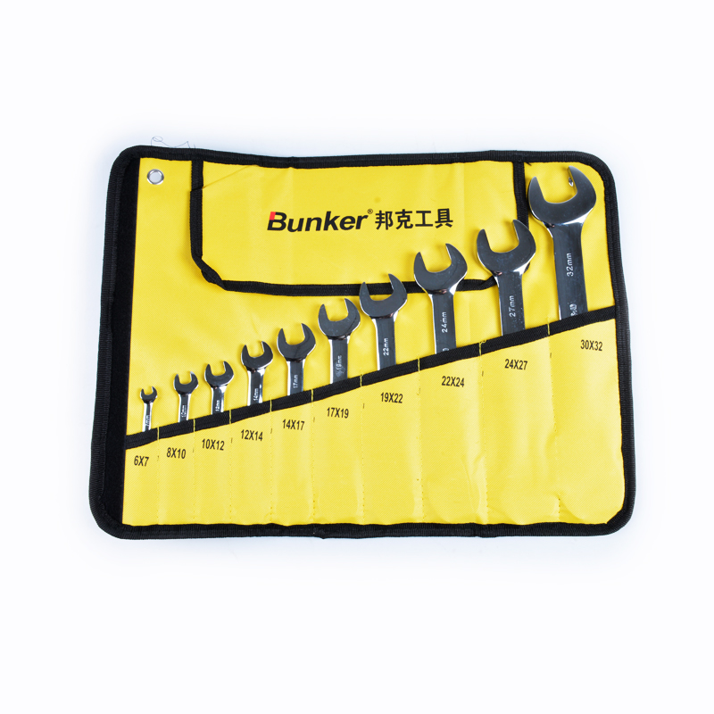 10Pcs CR-V Mirror Finish Combination Wrench Set