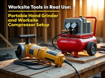 Worksite Tools in Real Use: Portable Hand Grinder and Worksite Compressor Setup