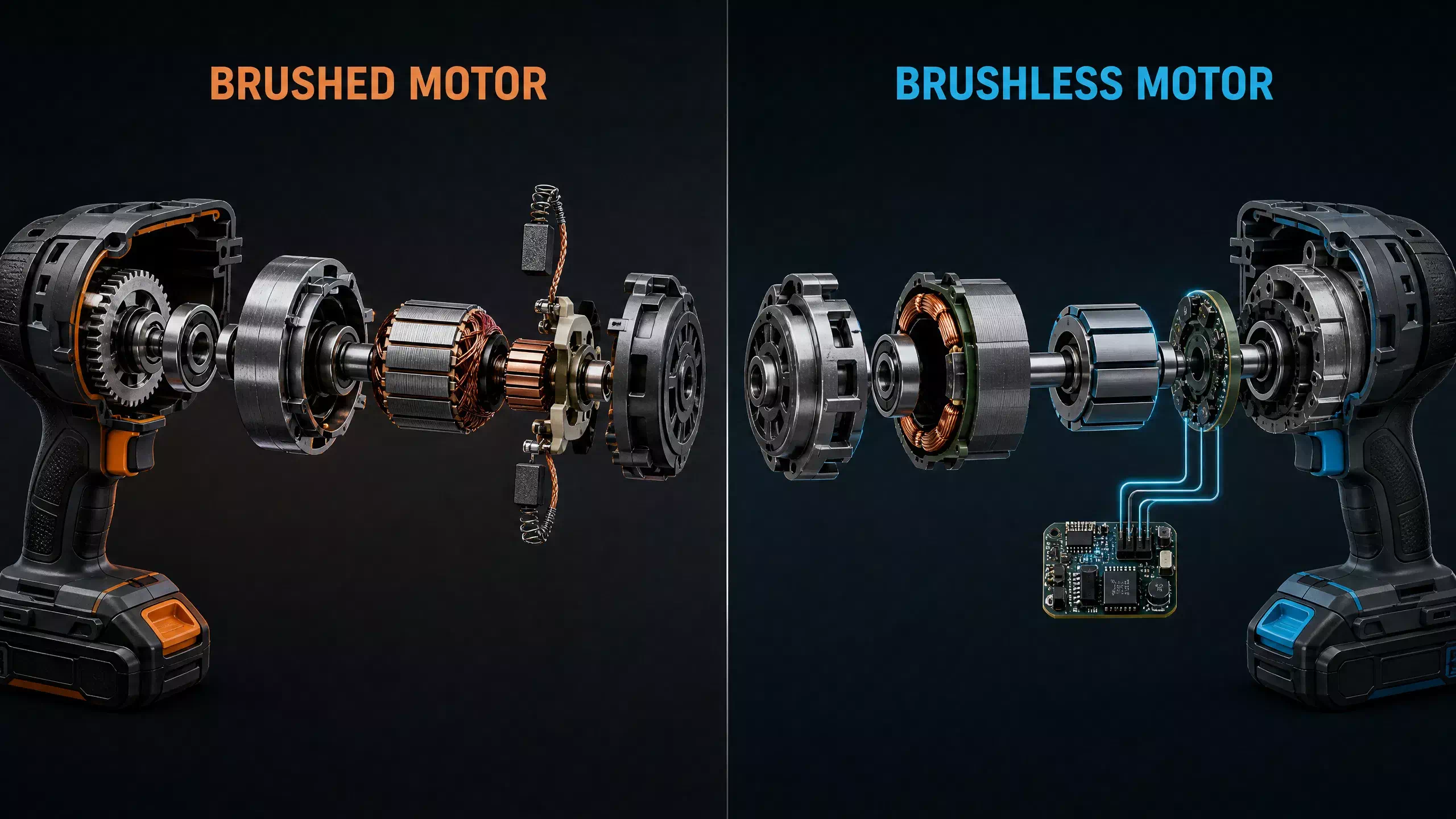 Comparison of brushed vs brushless drill motor components.webp