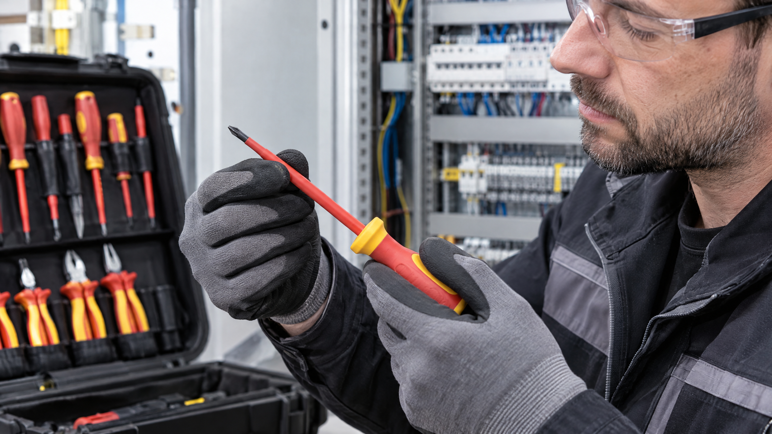 Inspecting a VDE insulated screwdriver