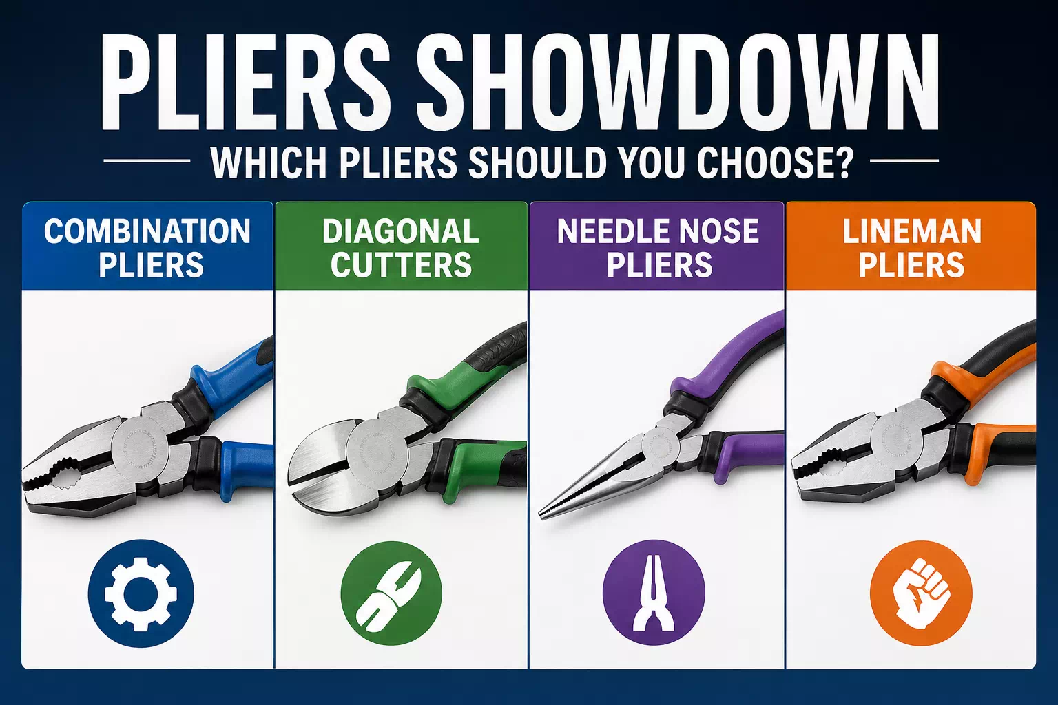 Combination Pliers vs. Diagonal Cutters, Needle Nose Pliers, and Lineman Pliers